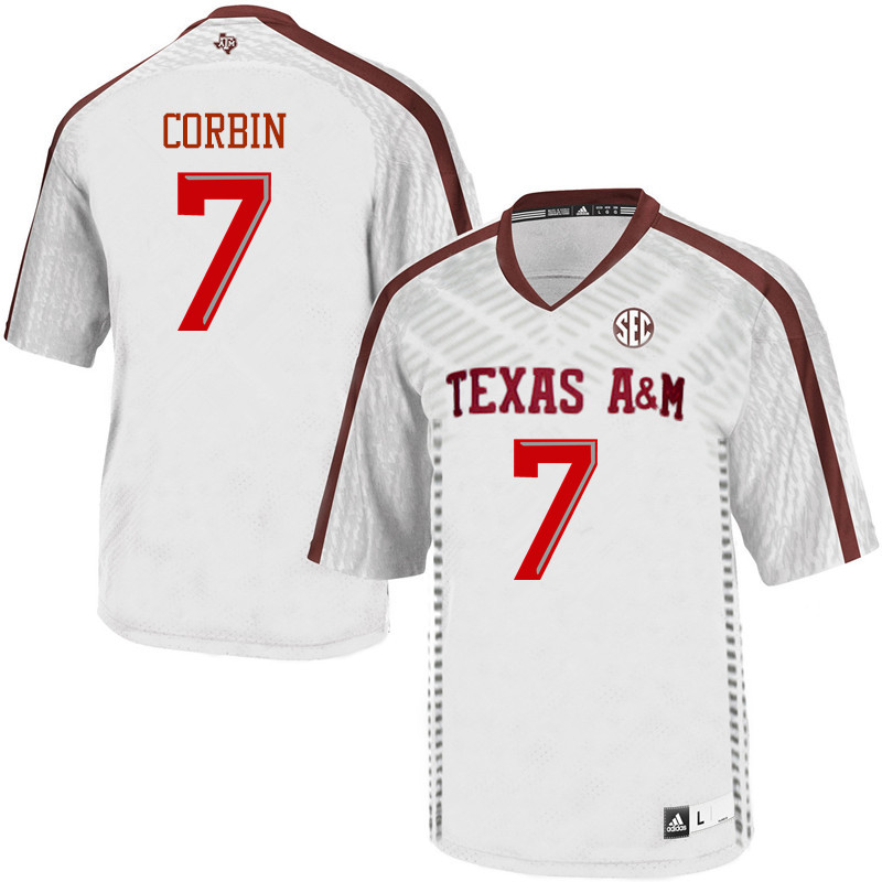 Men #7 Jashaun Corbin Texas A&M Aggies College Football Jerseys Sale-White - Click Image to Close